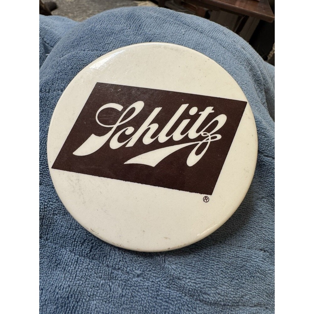 Large 4" Schlitz Beer Button Sign Display Rare Vintage Promo